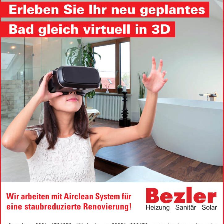Das Bild zeigt ein Mädchen mit einer VR-Brille die sich in einem Bad bewegt.